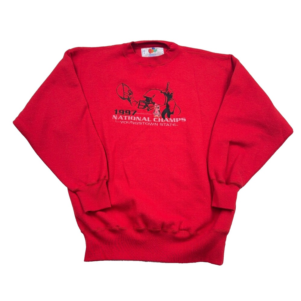 Vintage Youngstown State Sweatshirt Men Medium Red Crewneck 90s 1997 Champs